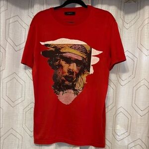 Givenchy L Red Short Sleeve Tee with Artistic Graphic REFER 2 PICS/VID 4 Damage